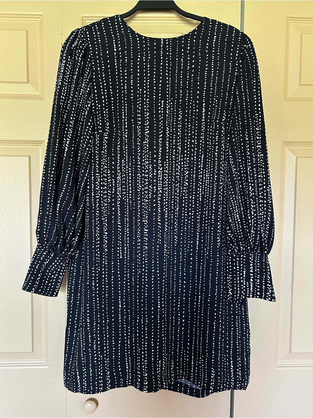 H&M Black Shift Dress with White Dotted Stripes